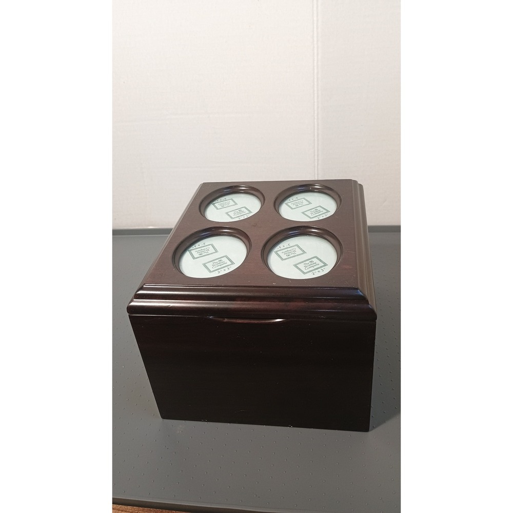 The Bombay Company Photo Memory Box Unisex OS Brown Good 1996 Wooden 4-Slot Lid